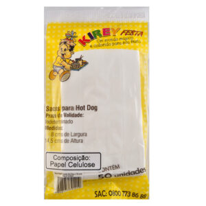 Saco de Papel Lanche e Hot Dog 8x14,5 cm c/ 50 Kirey Festa