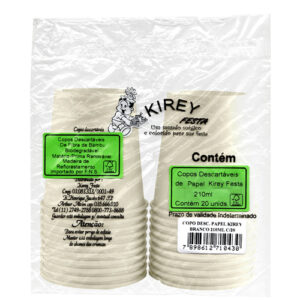 COPO BIODEGRADÁVEL KIREY PAPEL BRANCO 210ML C/20