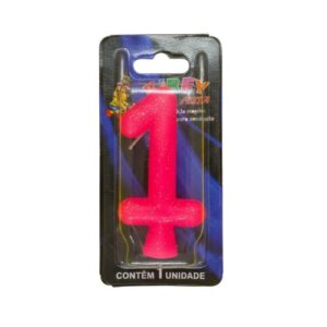 Vela tubular numeral 1 - rosa