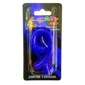 Vela tubular numeral 9 - azul