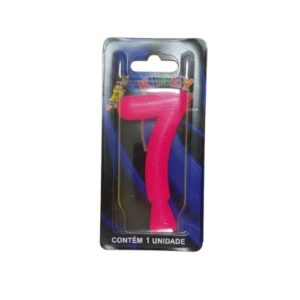 Vela tubular numeral 7 - rosa