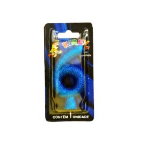 Vela Glitter numeral 6 - Azul