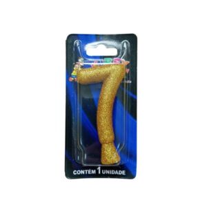Vela Glitter numeral 7 - Dourado