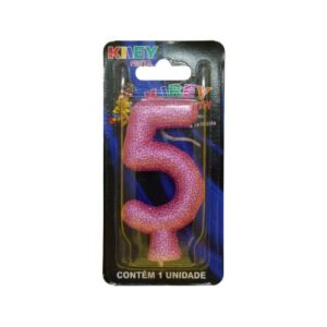 Vela Glitter numeral 5 - Rosa