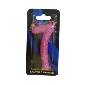Vela Glitter numeral 7 - Rosa