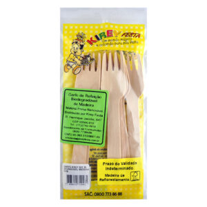 Garfo de Madeira Biodegradável c/ 50 Kirey Festa