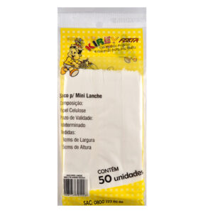 Saco de Papel Lanche Mini 8x9,5 cm c/ 50 Kirey Festa