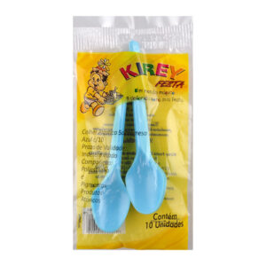 Colher Sobremesa Azul Descartável c/ 10 Atacado | Kirey Festa